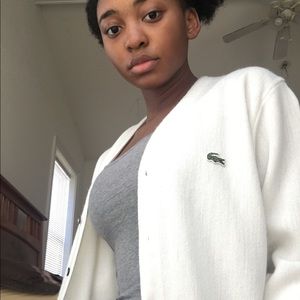 White Vintage Lacoste Cardigan